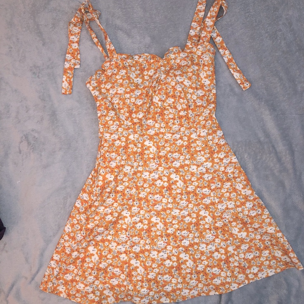 yellow tie strap shein mini dress